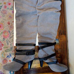 Colin Stuart Gray Suede Over the Knee Boots